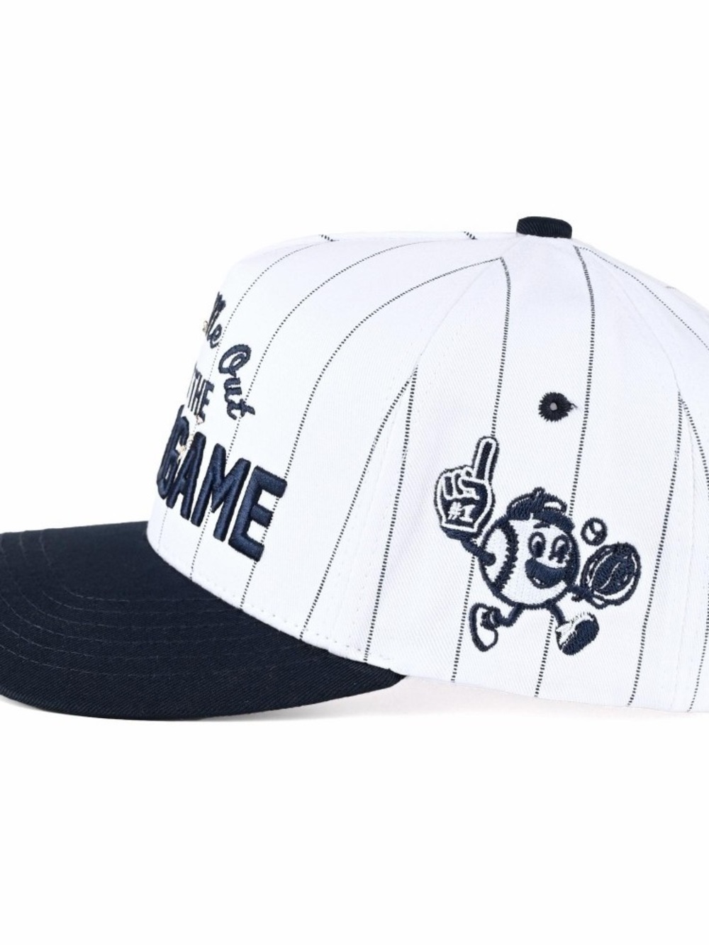 White and Navy Pinstripe Baseball Cap